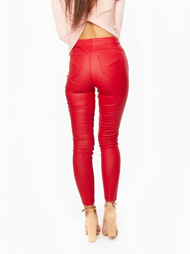 Pantalon slim simili online cuir