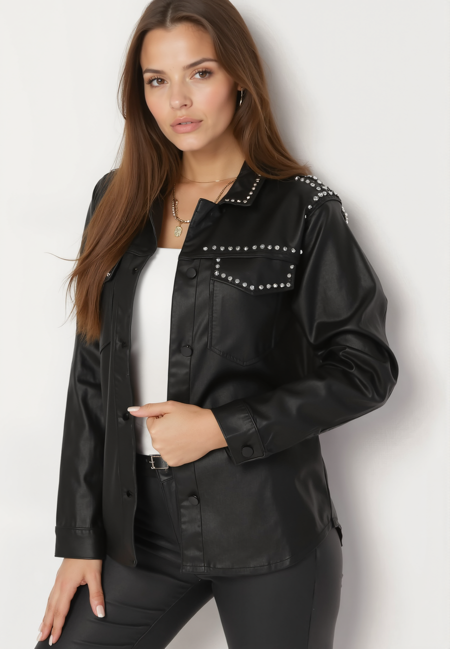 Chemise noire en simili cuir - Naumy