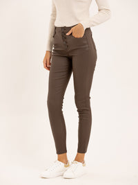 Pantalon skinny en toile enduite effet mat