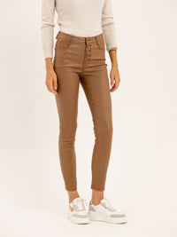 Pantalon skinny en toile enduite effet mat