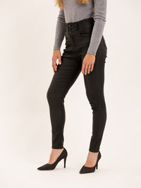 Pantalon skinny effet cuir triples boutons