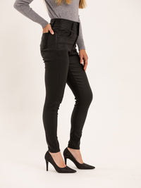 Pantalon skinny effet cuir triples boutons