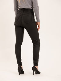 Pantalon skinny effet cuir triples boutons