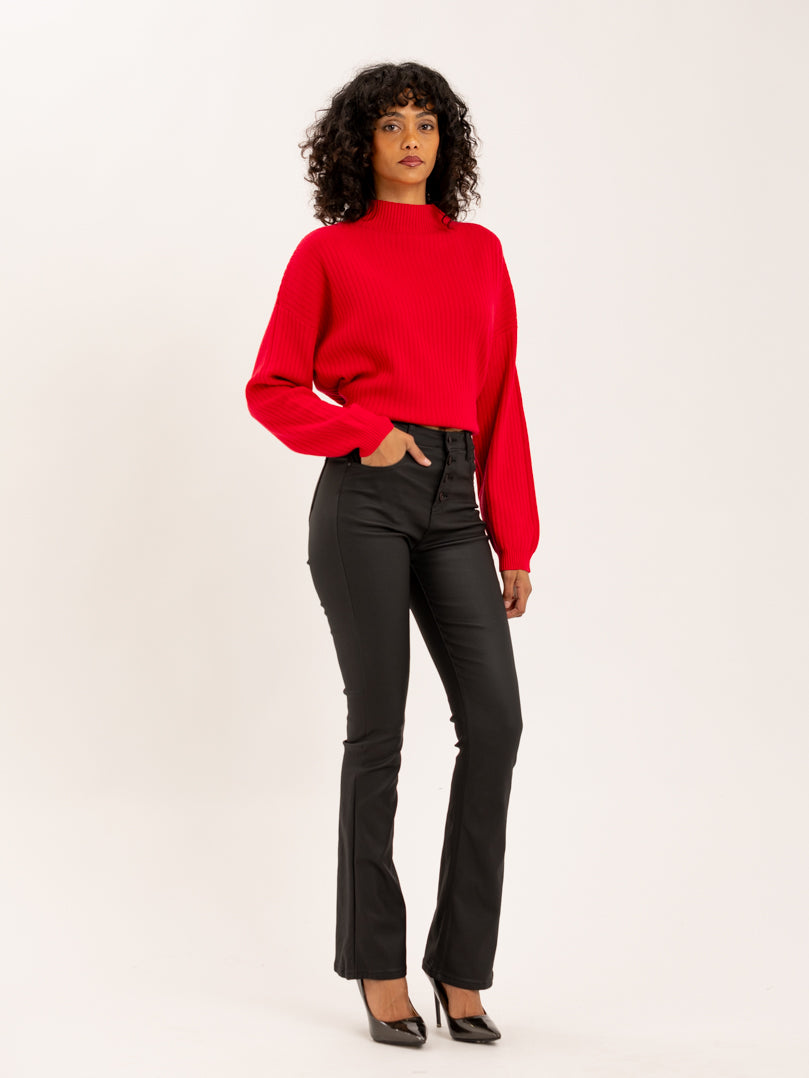 Pantalon flare en simili cuir