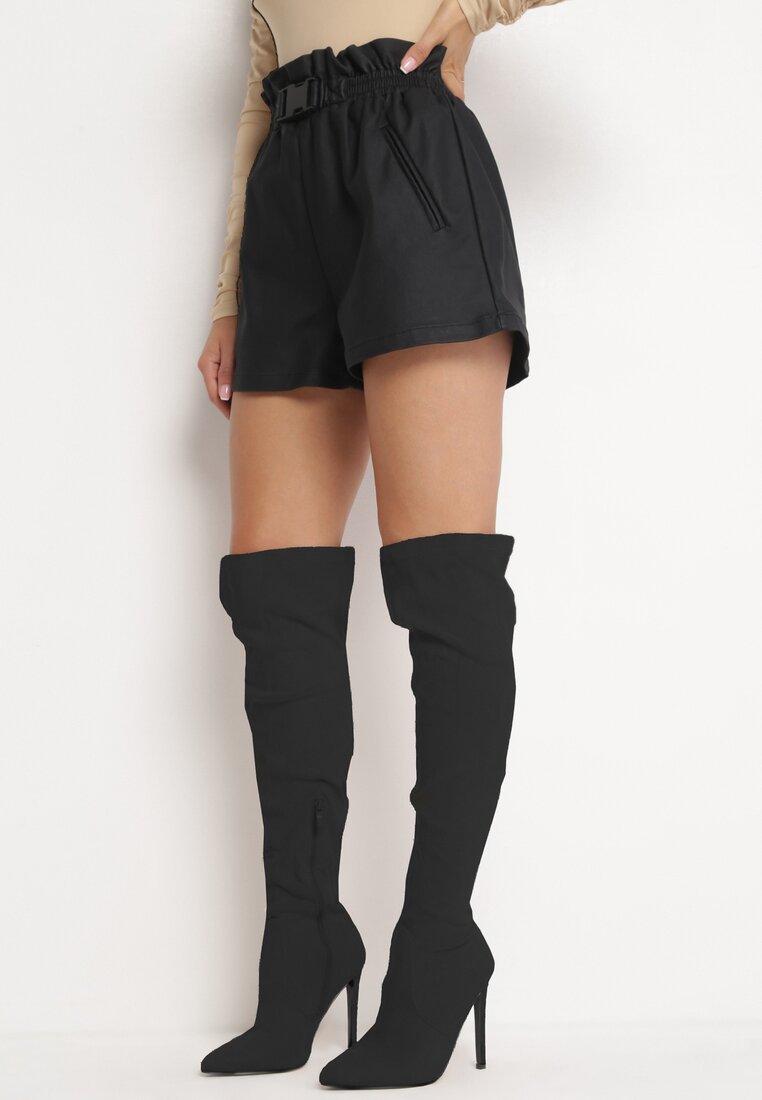 Short boxer en simili cuir noir - Naumy