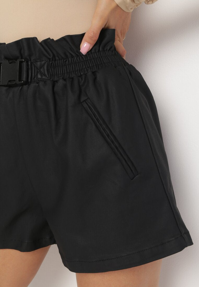 Short boxer en simili cuir noir - Naumy