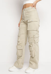 Pantalon cargo droit multipoches beige - Naumy