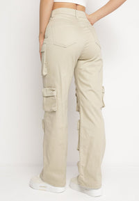 Pantalon cargo droit multipoches beige - Naumy