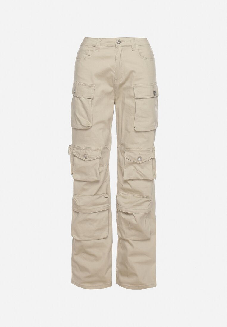 Pantalon cargo droit multipoches beige - Naumy