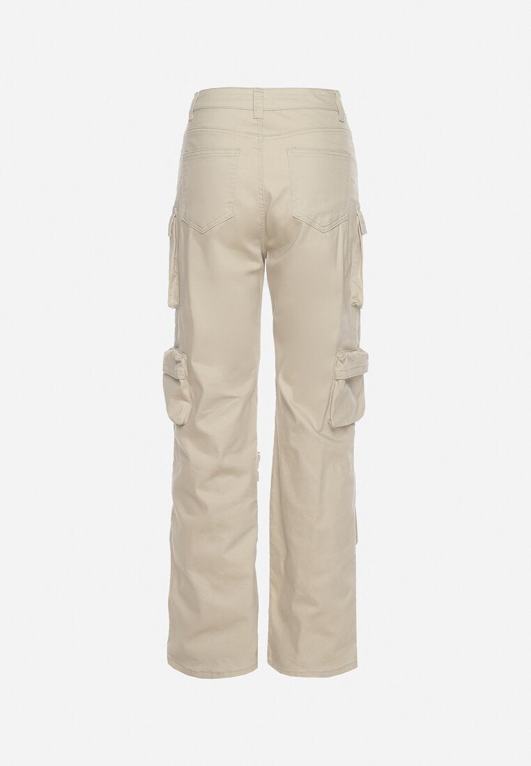 Pantalon cargo droit multipoches beige - Naumy