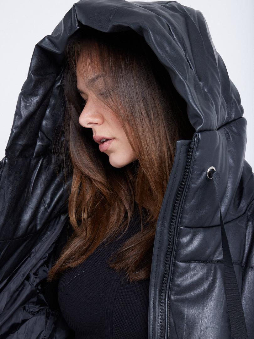 Capuche Veste Semi Cuire Femme Veste Simili Cuir Marron Femme