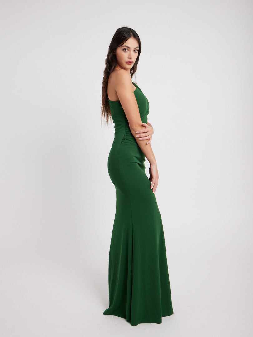 Robe longue femme asymétrique jaune pour soirées élégantes