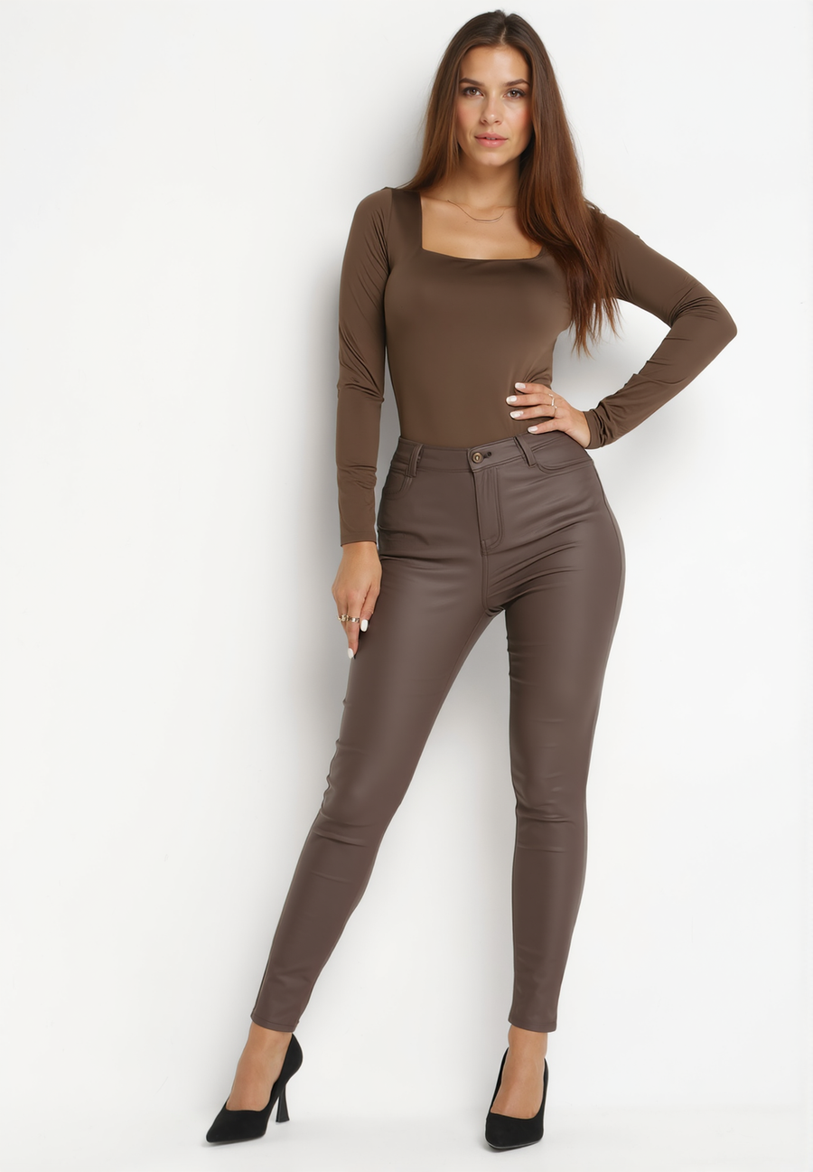 Pantalon skinny gainant marron - Naumy