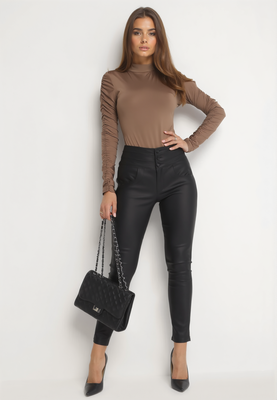 Pantalon skinny simili cuir noir - Naumy