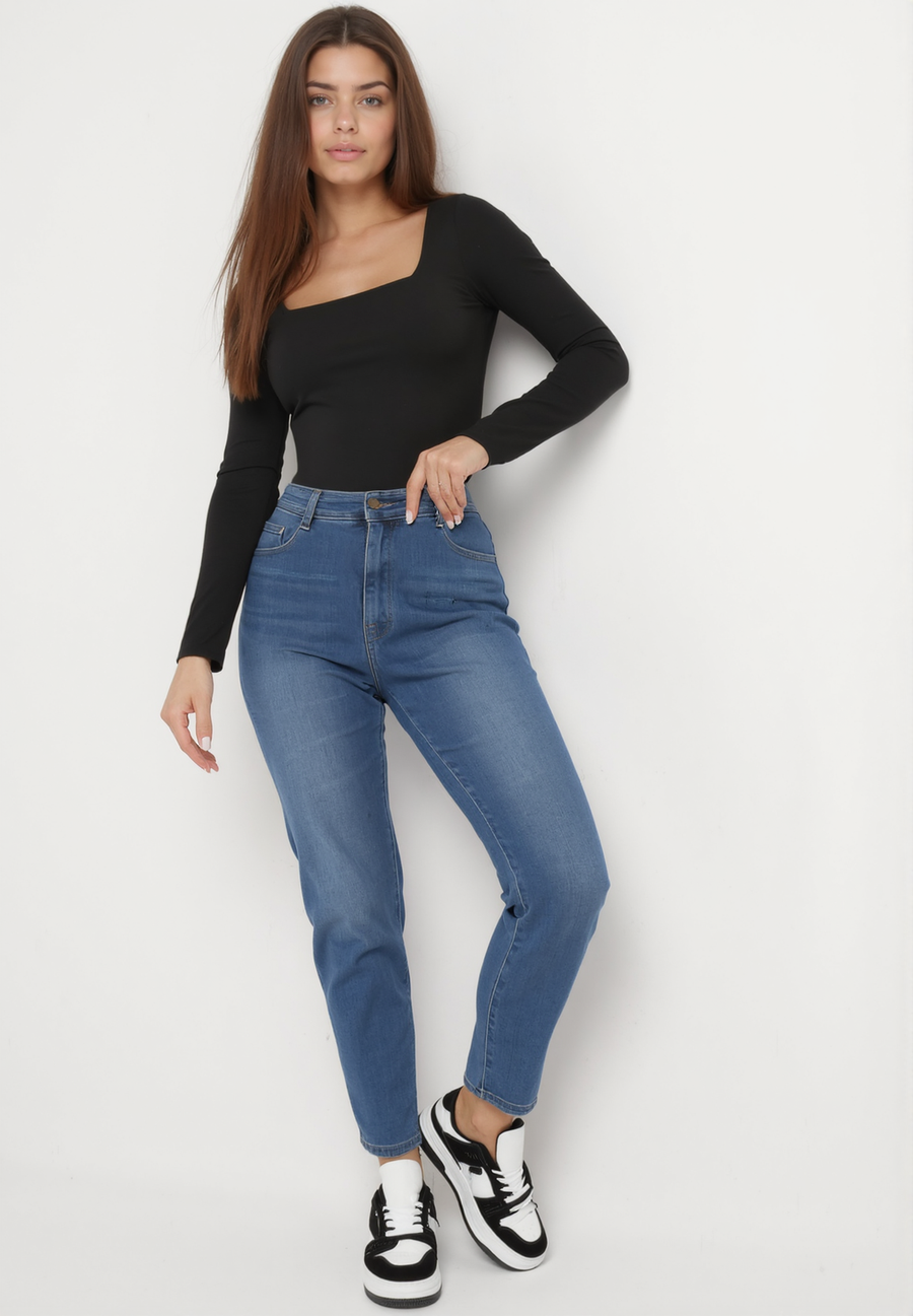 Jean mom fit bleu avec taille haute - Naumy
