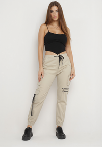 Pantalon cargo taille haute beige - Naumy