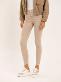 Jean slim beige taille haute