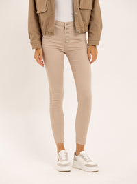 Jean slim beige taille haute