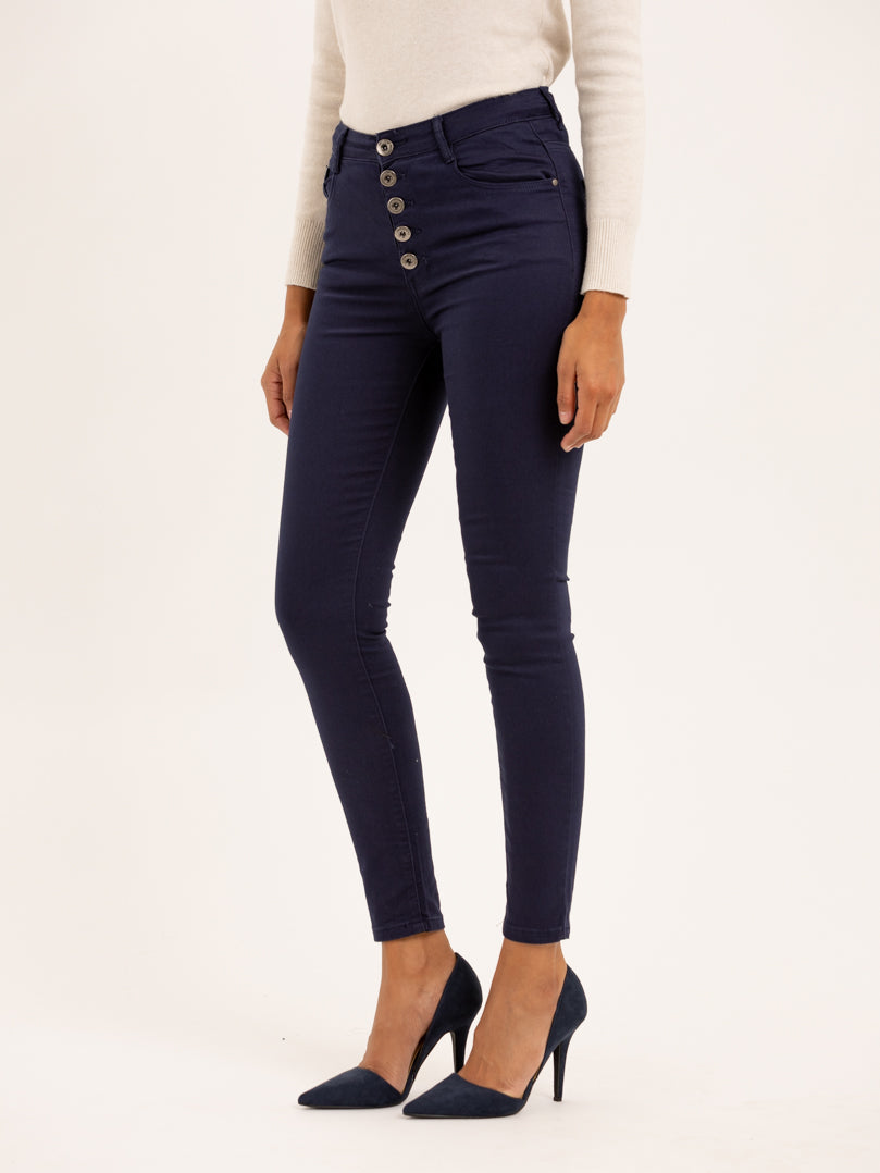 Jean slim bleu marine taille haute