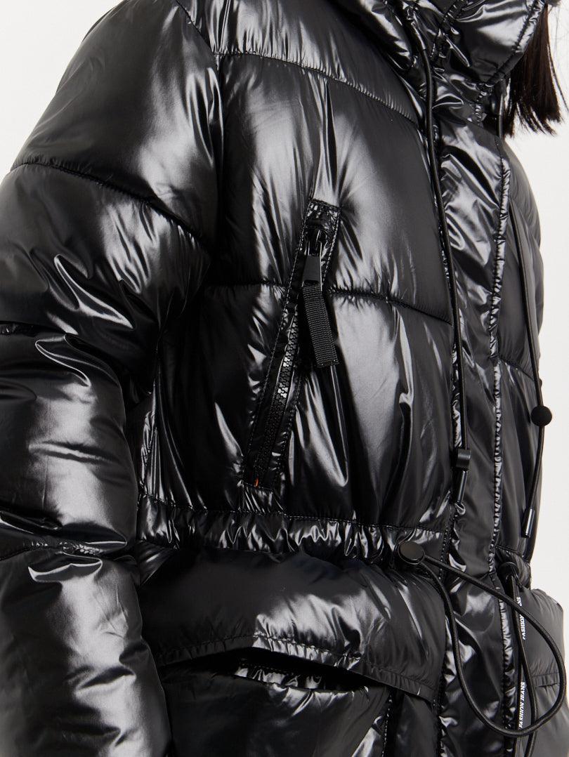 Doudoune mi longue effet vinyle Naumy