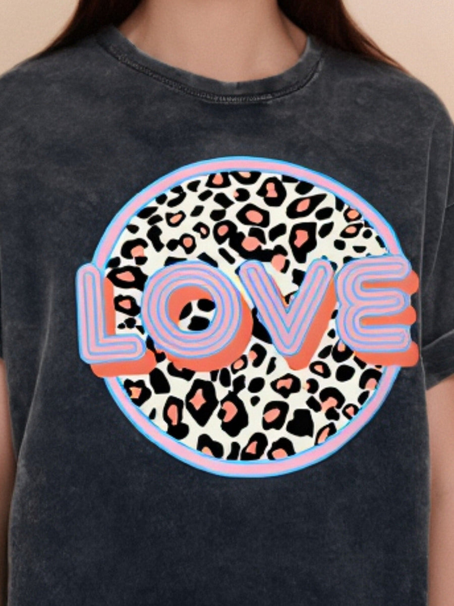 T-shirt col rond en cotton Imprimé inscription «LOVE» - NAUMY