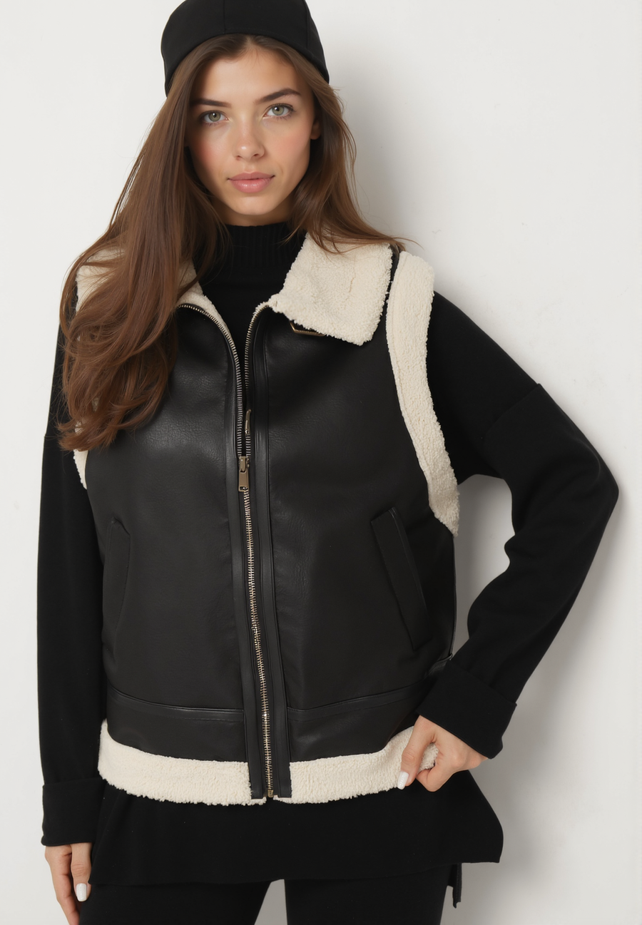 Blouson aviateur sans manches noir - Naumy