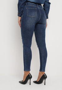 Jean skinny bleu marine déchiré - Naumy