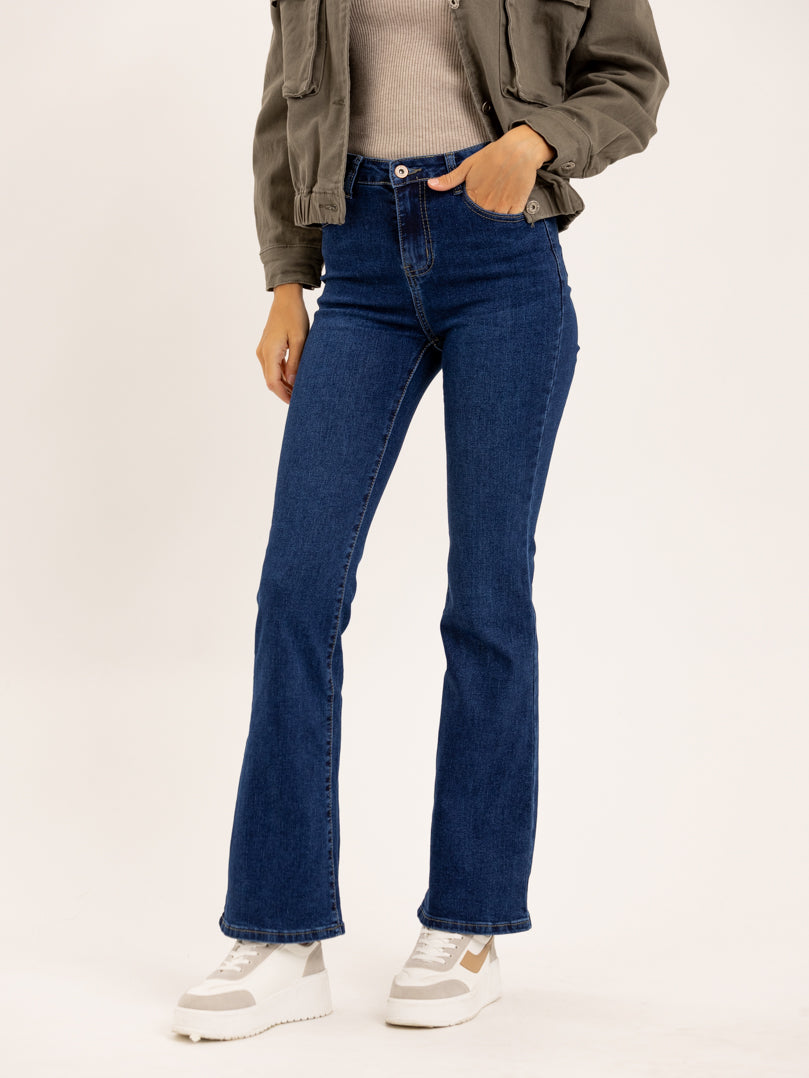 Jean flare fit bleu