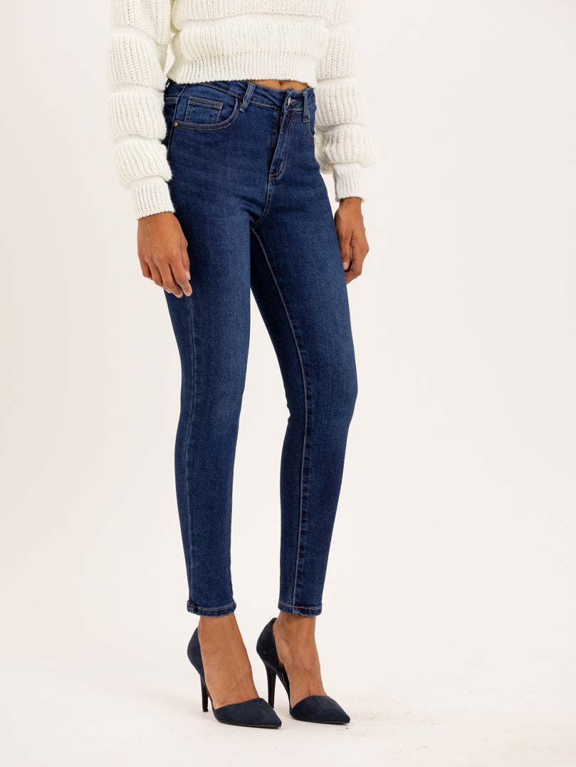 Jean skinny bleu taille haute