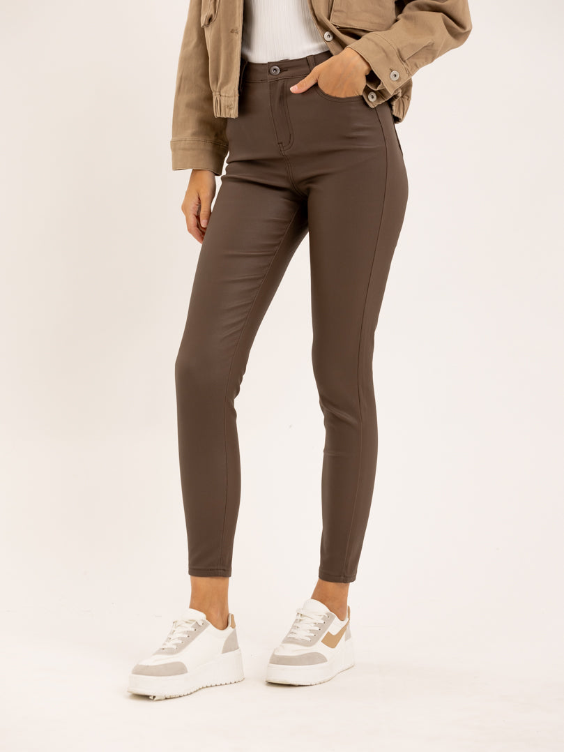 Pantalon skinny noir simili cuir mat