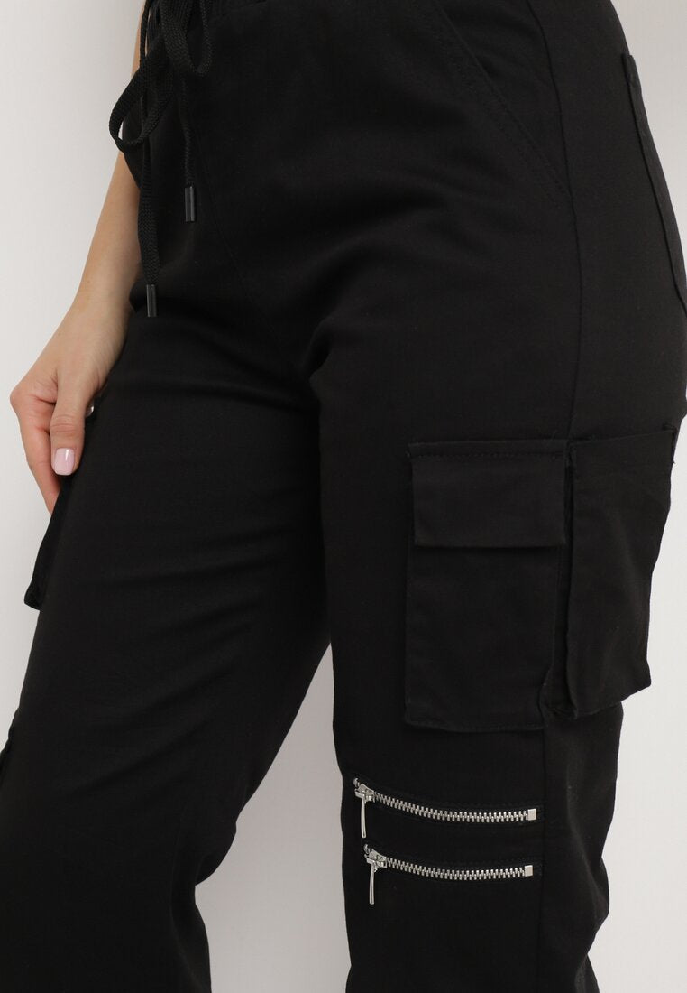 Pantalon cargo taille haute noir - Naumy