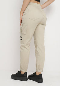 Pantalon cargo taille haute beige - Naumy