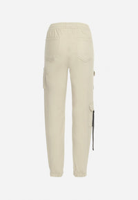 Pantalon cargo taille haute beige - Naumy