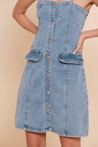 Robe denim courte à bretelle - Naumy