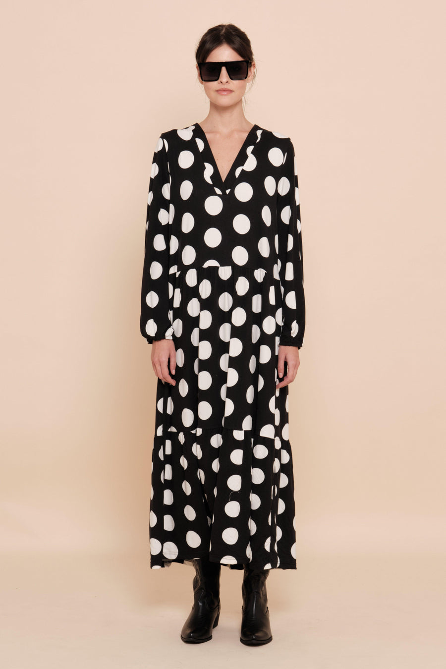 Robe fluide longue à pois - Naumy