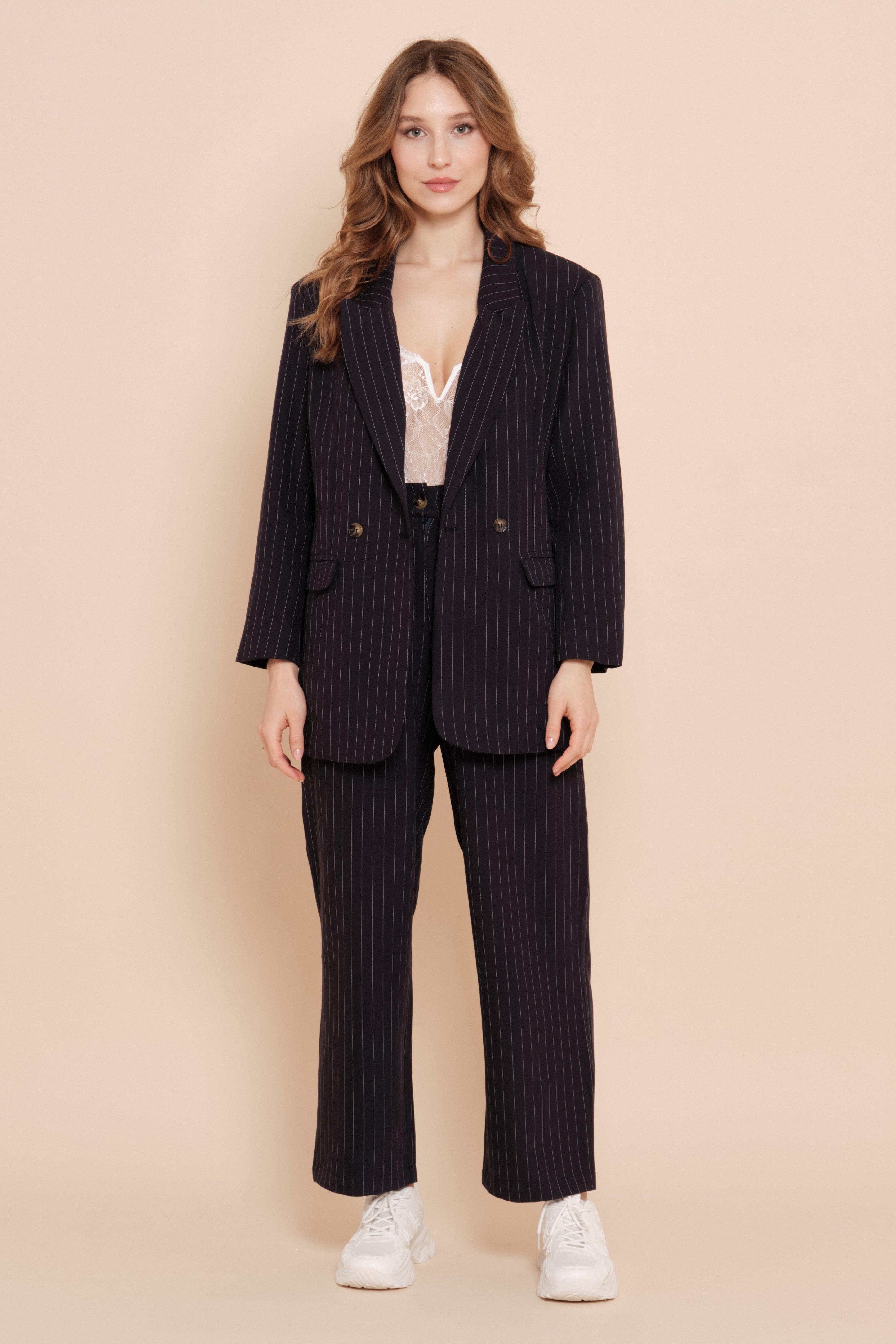 Ensemble deux pièces tailleur et pantalon rayé - Naumy