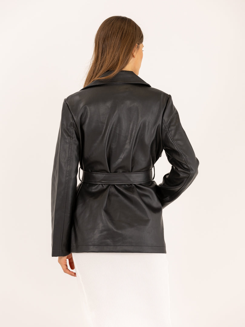 Veste croisée effet cuir à nouer