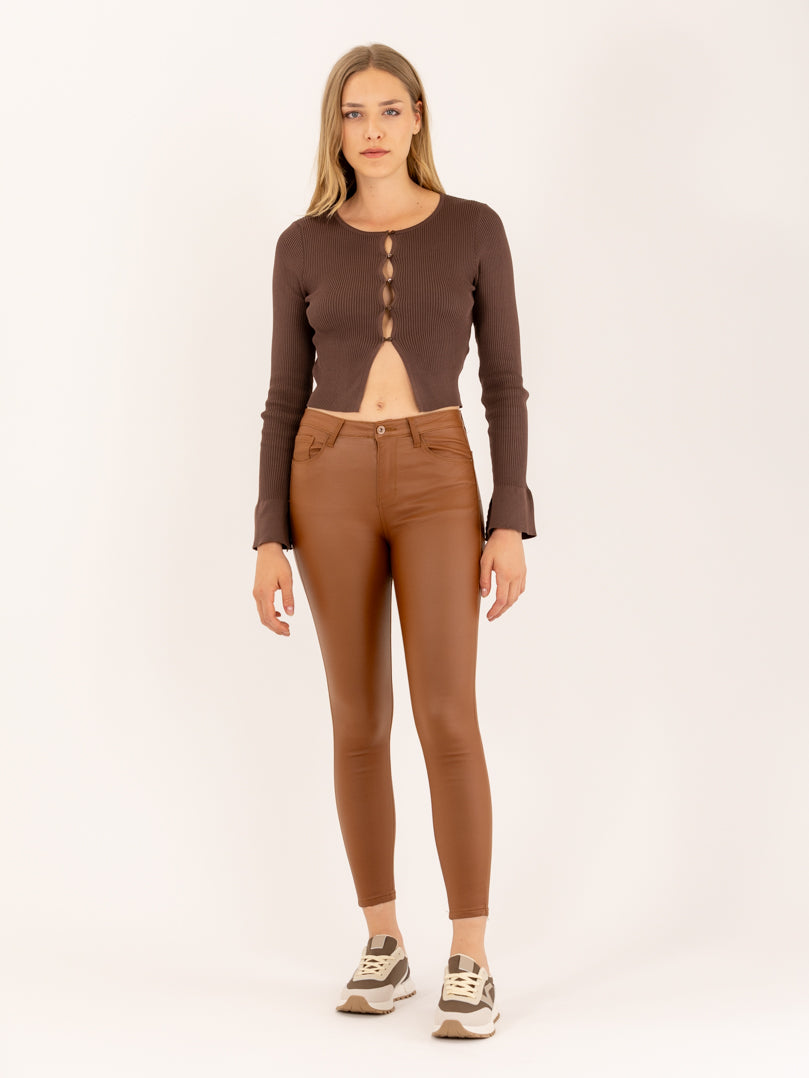 Pantalon skinny push up en simili cuir