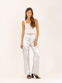 Crop top col carré orné cristaux fantaisie