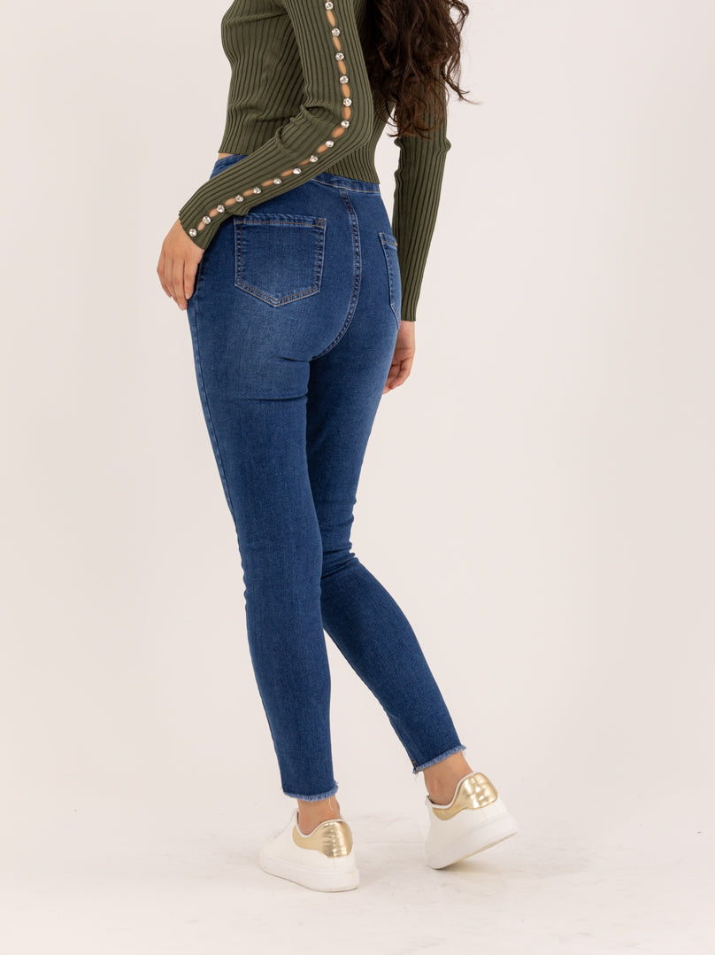 Jean skinny 7/8 ourlet brut