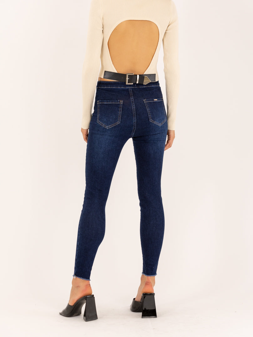 Jean skinny 7/8 ourlet brut