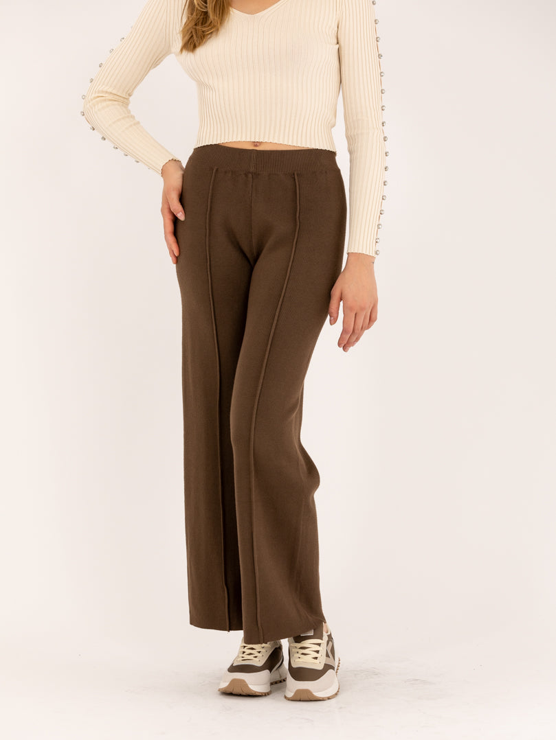 Pantalon droit en maille tricot