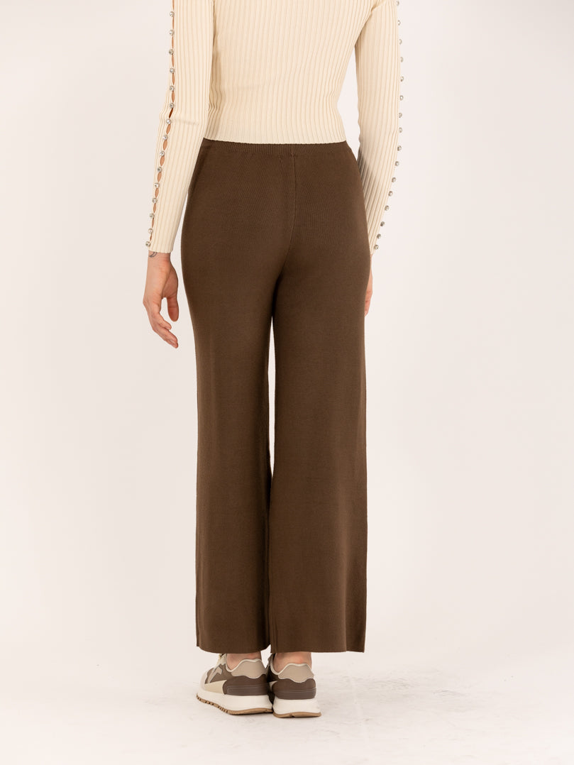 Pantalon droit en maille tricot