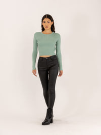 Pantalon skinny push up en simili cuir