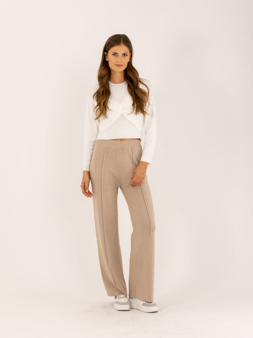 Pantalon droit en maille tricot