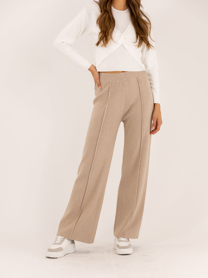 Pantalon droit en maille tricot