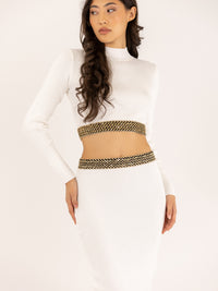 Ensemble crop top et jupe moulant en maille