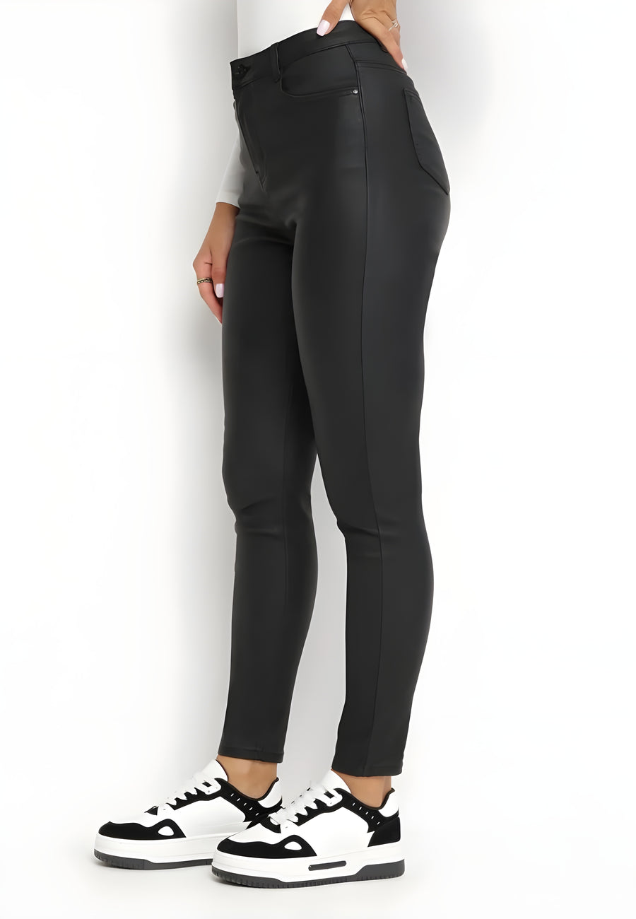 Pantalon skinny effet cuir mate