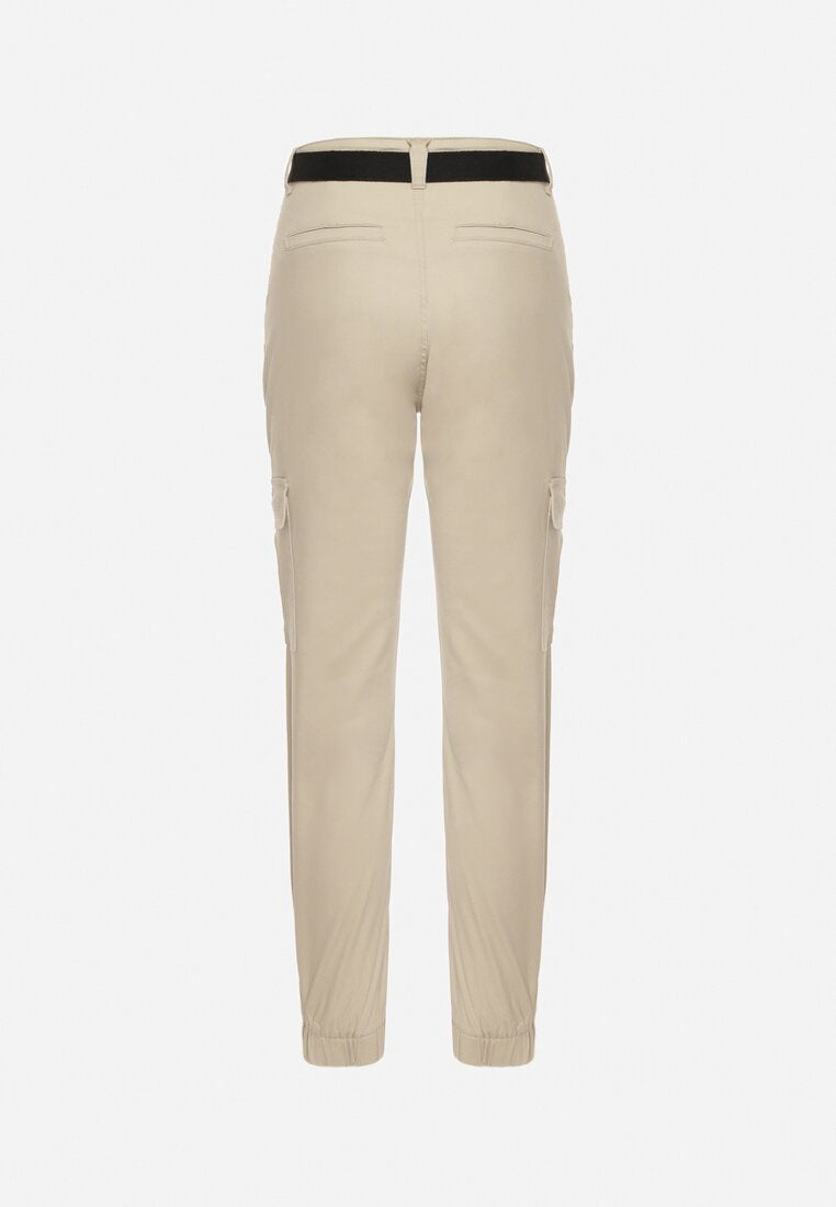 Pantalon cargo en coton beige avec ceinture - Naumy