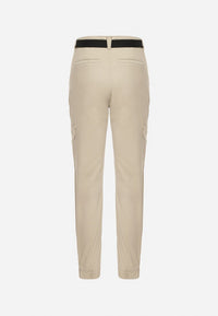 Pantalon cargo en coton beige avec ceinture - Naumy